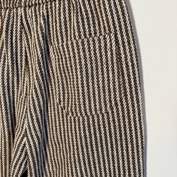 Brown and White Women's Striped Pants, elastic waist, adjustable ankle cuff. - Picture 7 of 16
